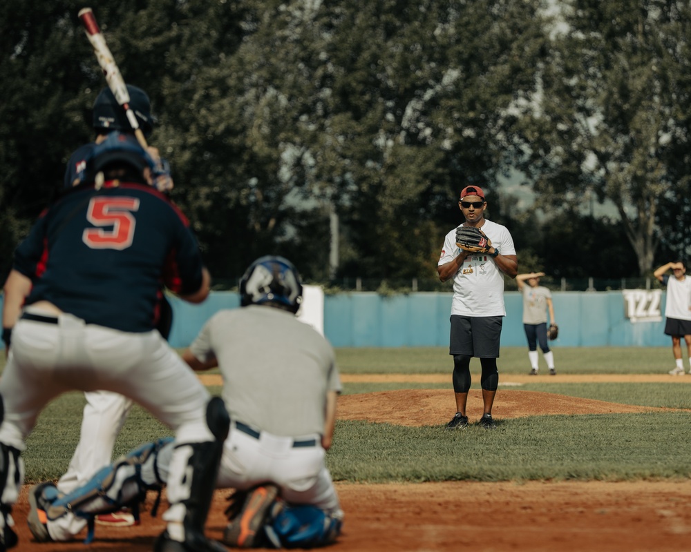 Italians and Vicenza Military Community play baseball at Friendship Festival