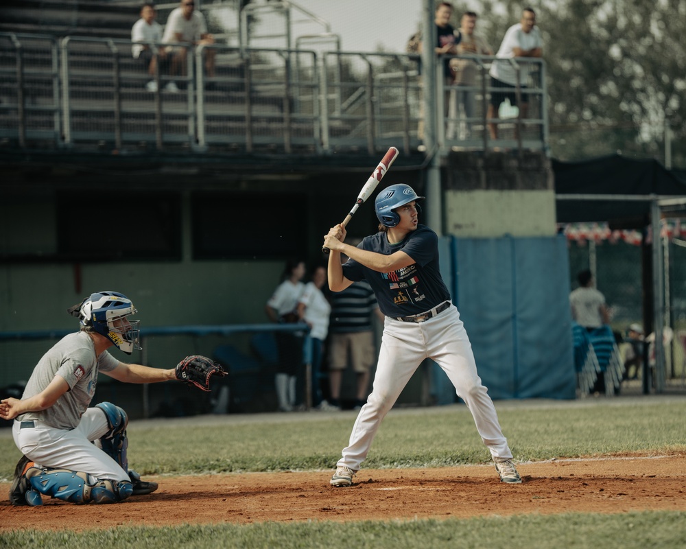 Italians and Vicenza Military Community play baseball at Friendship Festival