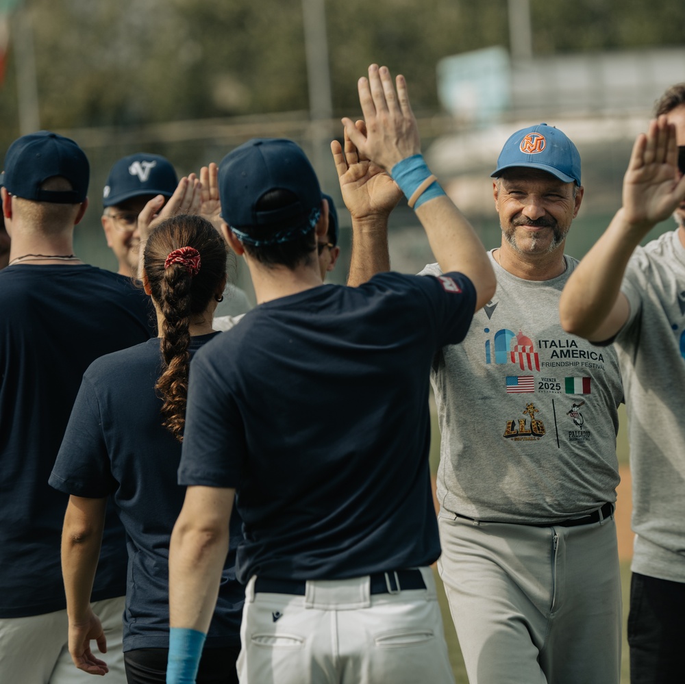 Italians and Vicenza Military Community play baseball at Friendship Festival