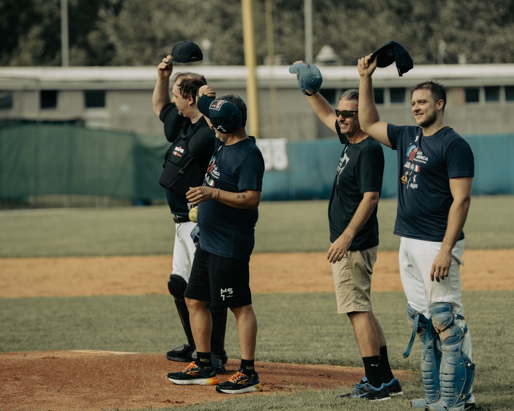 Italians and Vicenza Military Community play baseball at Friendship Festival