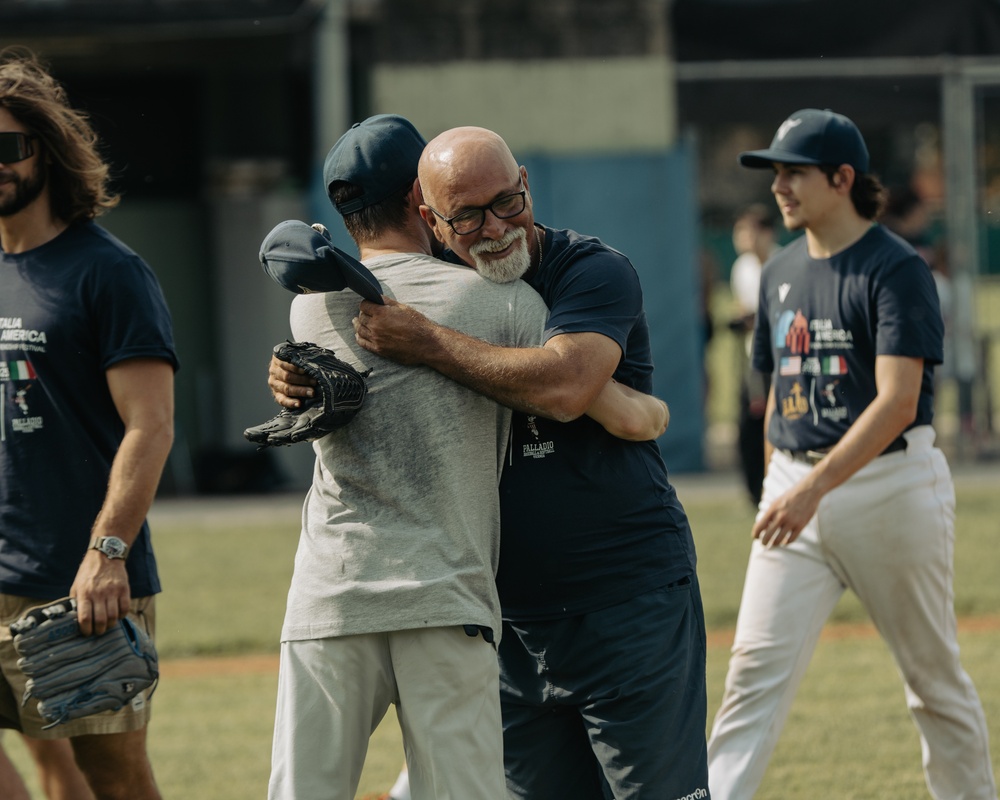 Italians and Vicenza Military Community play baseball at Friendship Festival