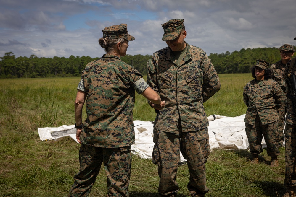 2nd MLG Commanding General recognizes Marines during 2nd Combat Readiness Regiment Field Exercise