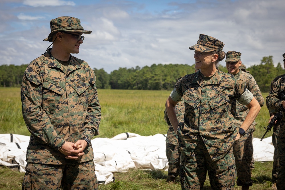 2nd MLG Commanding General recognizes Marines during 2nd Combat Readiness Regiment Field Exercise