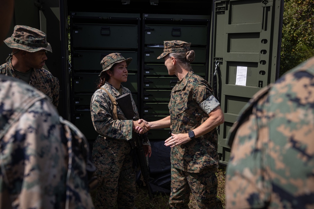 2nd MLG Commanding General recognizes Marines during 2nd Combat Readiness Regiment Field Exercise