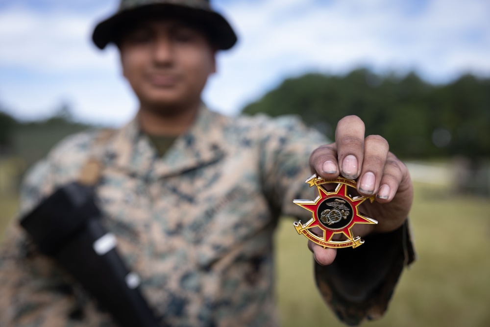 2nd MLG Commanding General recognizes Marines during 2nd Combat Readiness Regiment Field Exercise