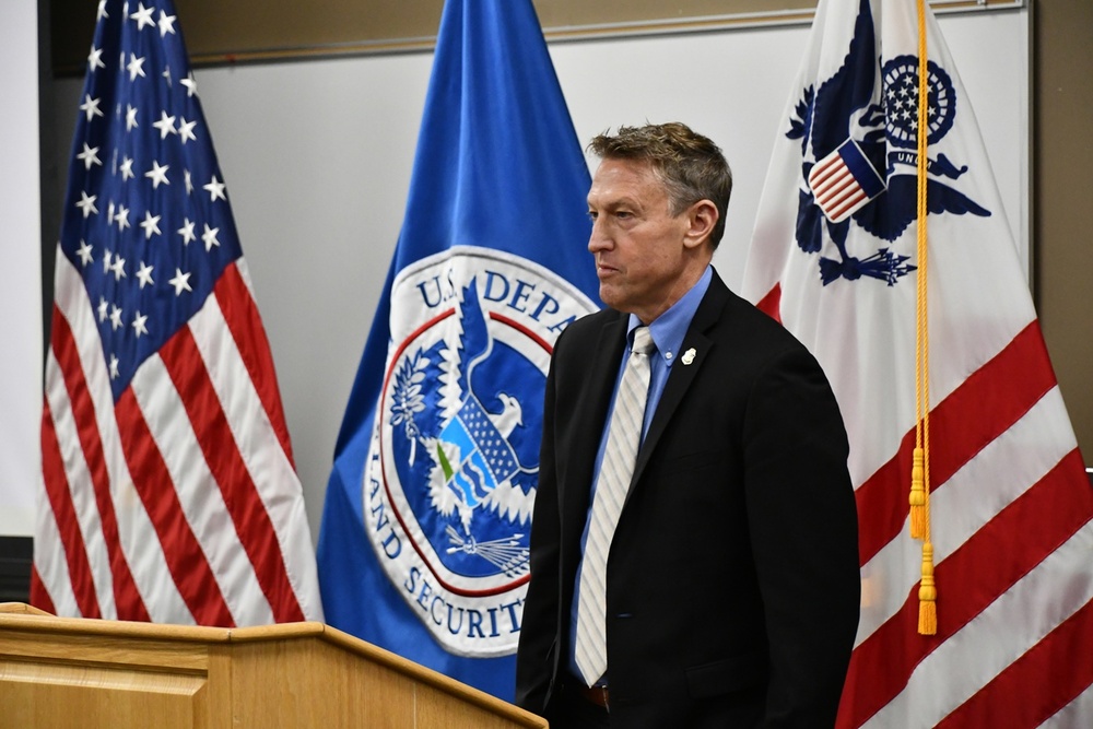 Customs and Border Protection Commissioner Rodney Scott prepares to make remarks at the SRT ribbon cutting ceremony