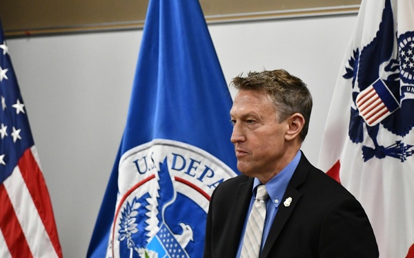 Customs and Border Protection Commissioner Rodney Scott prepares to make remarks at the SRT ribbon cutting ceremony