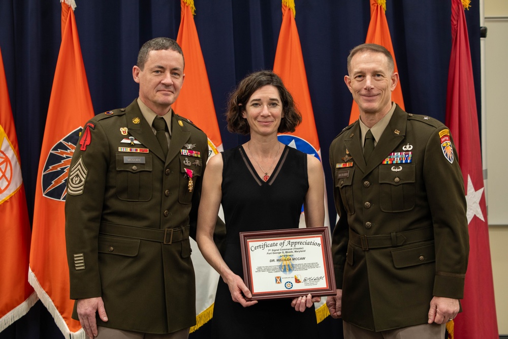 7th Signal Command (Theater) Change of Responsibility, Defense Information School, Ft. Meade, MD, Feb. 27, 2025.