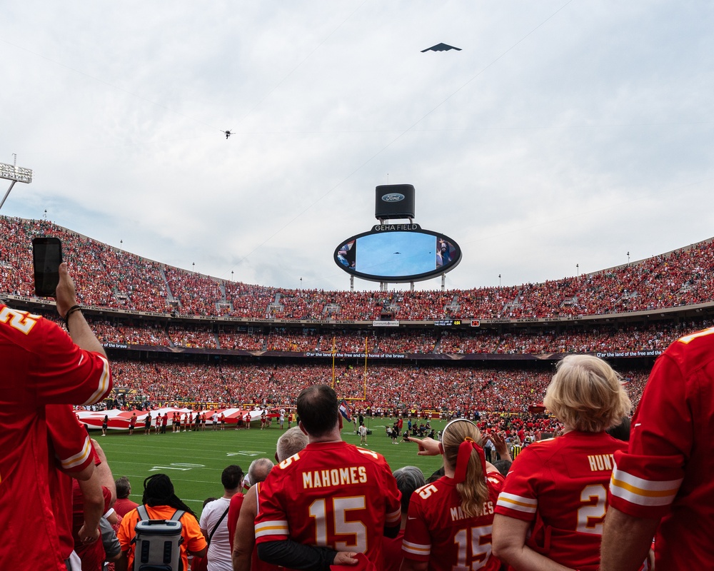 B-2 Spirit performs flyover for Kansas City Chiefs home opener