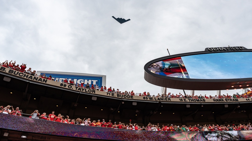 B-2 Spirit performs flyover for Kansas City Chiefs home opener