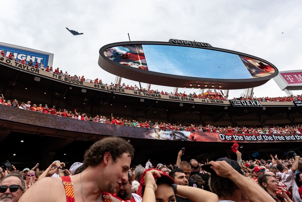 B-2 Spirit performs flyover for Kansas City Chiefs home opener