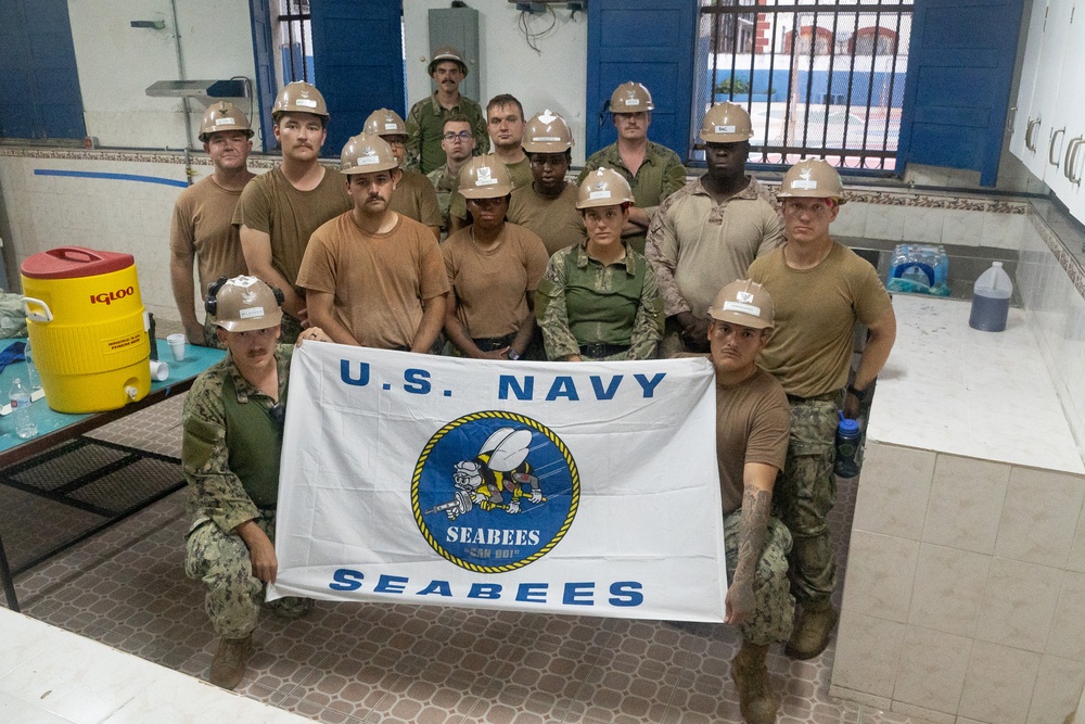 Navy Seabees and Air Guard Civil Engineers team up to improve Panamanian school