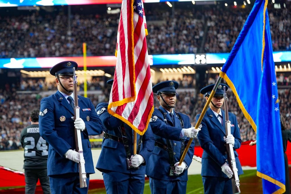 Creech Honor Guard presents colors on Monday Night Football