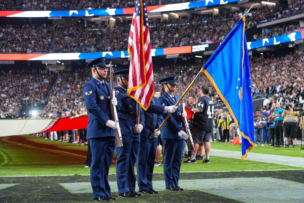Creech Honor Guard presents colors on Monday Night Football