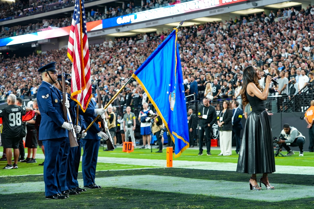 Creech Honor Guard presents colors on Monday Night Football