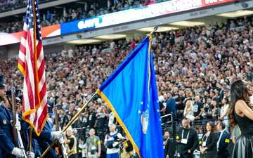 Creech Honor Guard presents colors on Monday Night Football