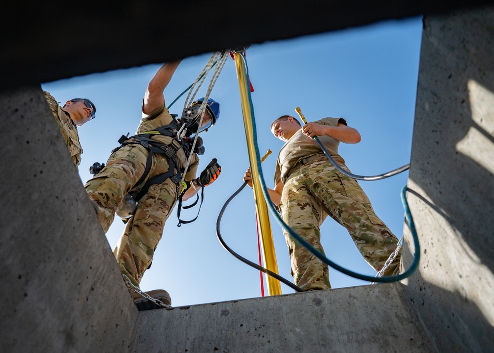 Gowen Fire conducts confined space rescue training