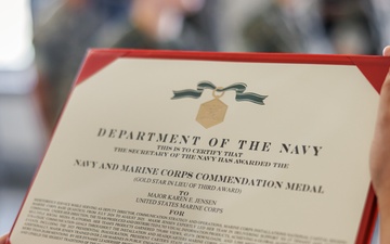 Maj. Karen Jensen awarded Navy and Marine Corps Commendation Medal