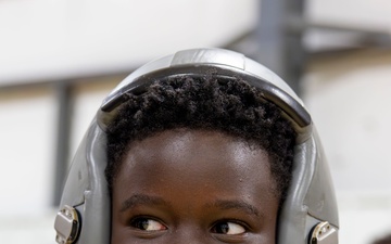Future Aviators Try on Pilot Gear During F-22 Team Visit at Wallkill Boys &amp; Girls Club