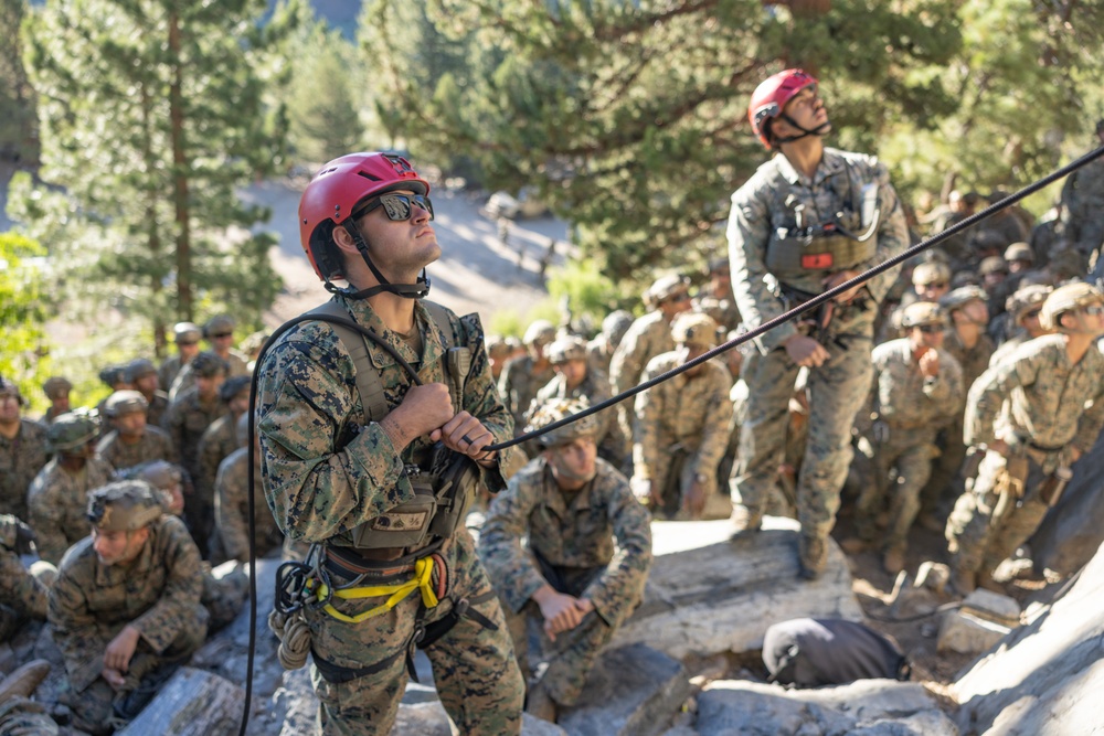 1st Bn., 5th Marines rappel from a mountain during MTX 4-25