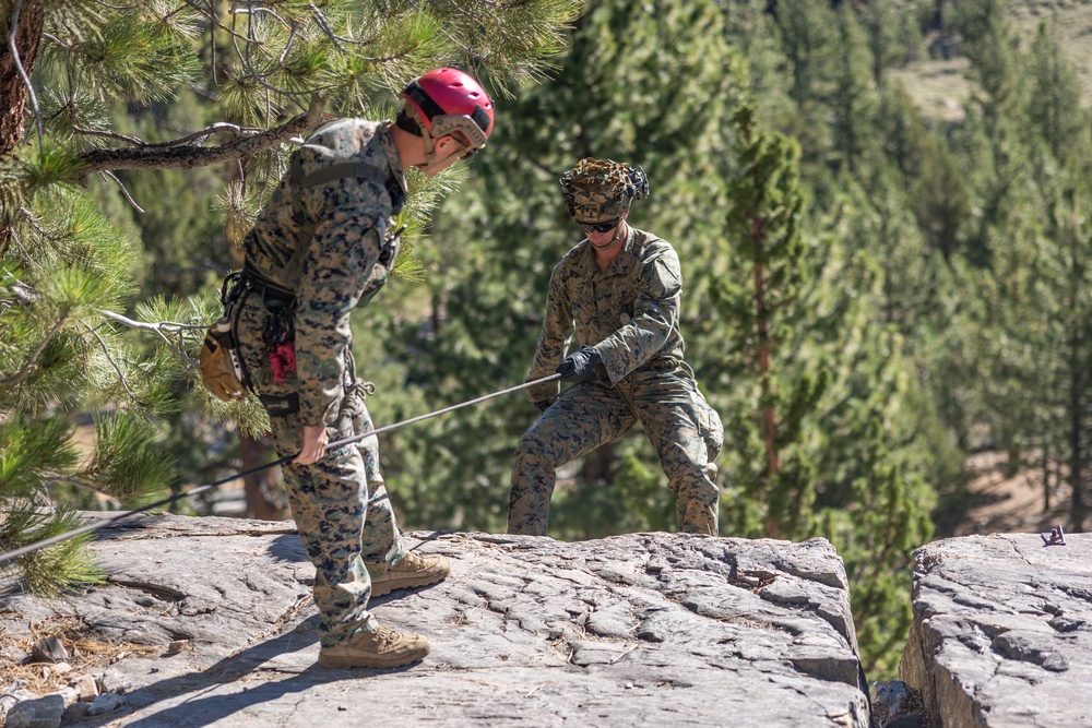 1st Bn., 5th Marines rappel from a mountain during MTX 4-25
