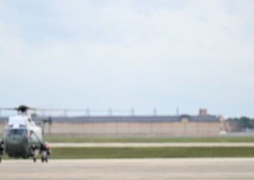 President Trump departs Joint Base Andrews for state visit to Britain