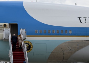 President Trump departs Joint Base Andrews for state visit to Britain