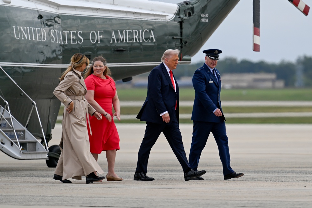 President Trump departs Joint Base Andrews for state visit to Britain