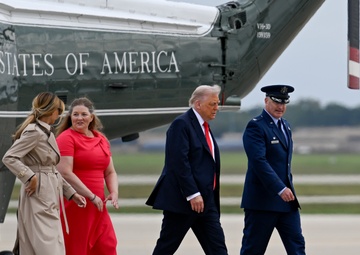 President Trump departs Joint Base Andrews for state visit to Britain
