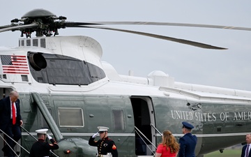 President Trump departs Joint Base Andrews for state visit to Britain