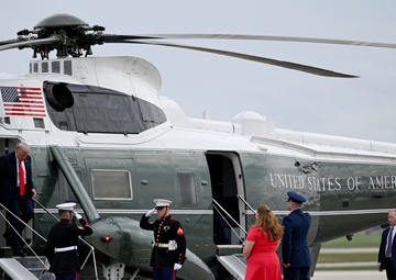 President Trump departs Joint Base Andrews for state visit to Britain