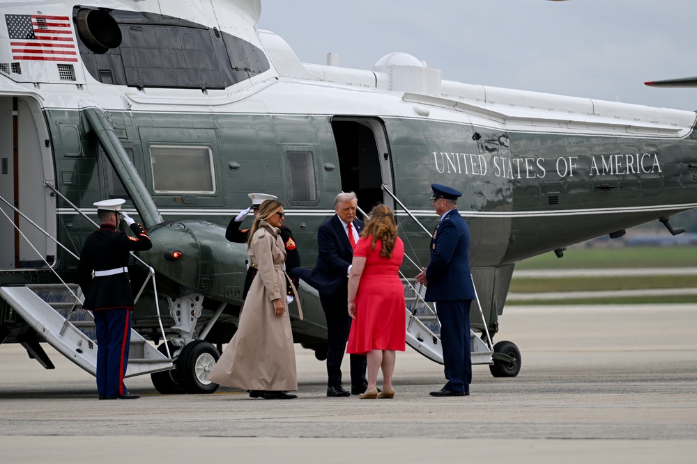 President Trump departs Joint Base Andrews for state visit to Britain