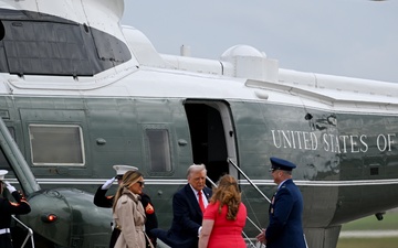 President Trump departs Joint Base Andrews for state visit to Britain