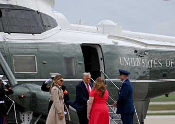 President Trump departs Joint Base Andrews for state visit to Britain