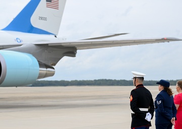 President Trump departs Joint Base Andrews for state visit to Britain