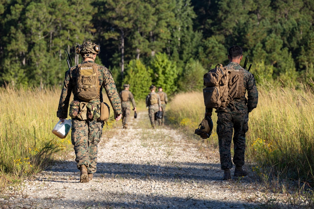 U.S. Marines with Advanced Infantry Training Battalion perform a kinetic first-person view drone range