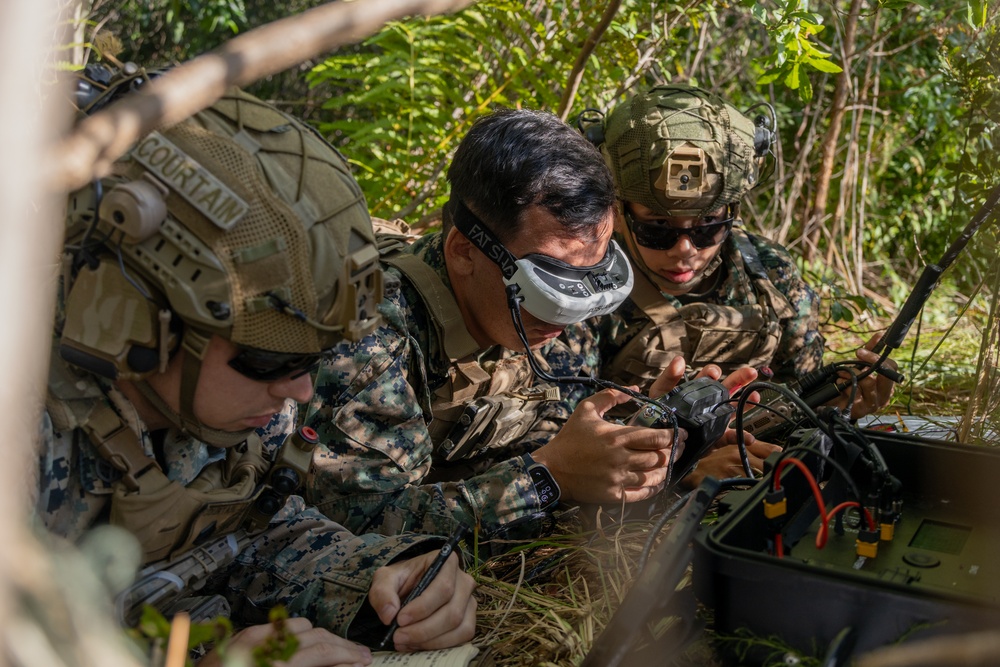 U.S. Marines with Advanced Infantry Training Battalion perform a kinetic first-person view drone range