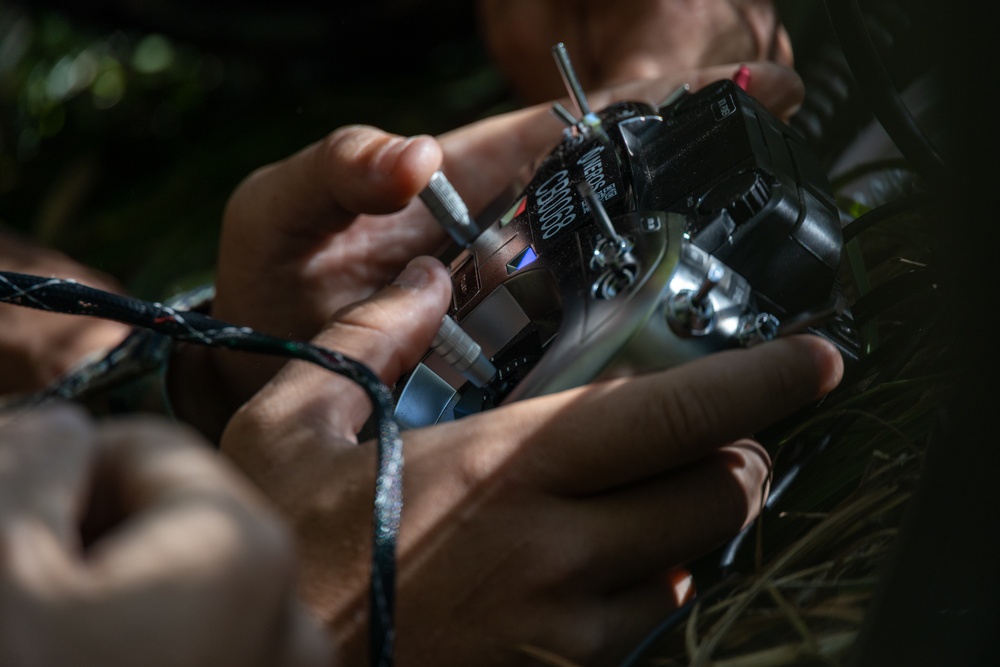 U.S. Marines with Advanced Infantry Training Battalion perform a kinetic first-person view drone range