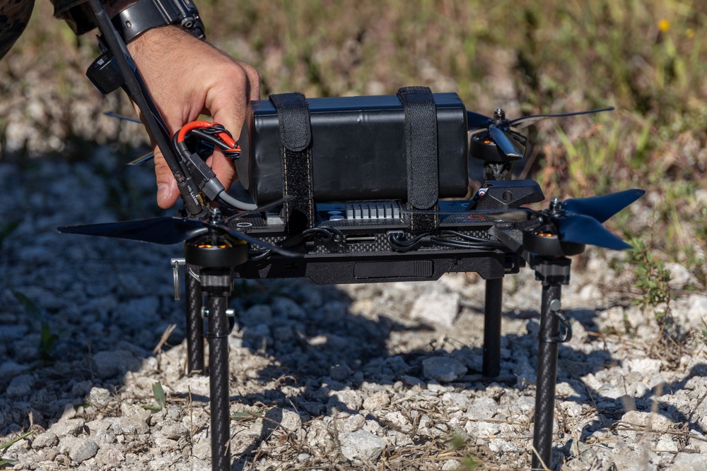 U.S. Marines with Advanced Infantry Training Battalion perform a kinetic first-person view drone range