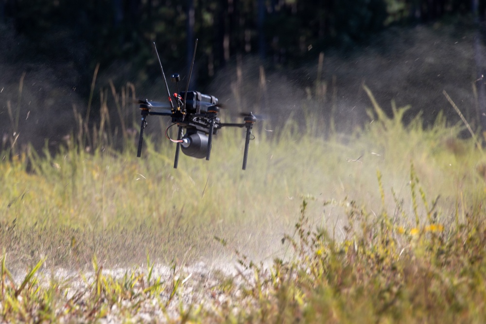 U.S. Marines with Advanced Infantry Training Battalion perform a kinetic first-person view drone range
