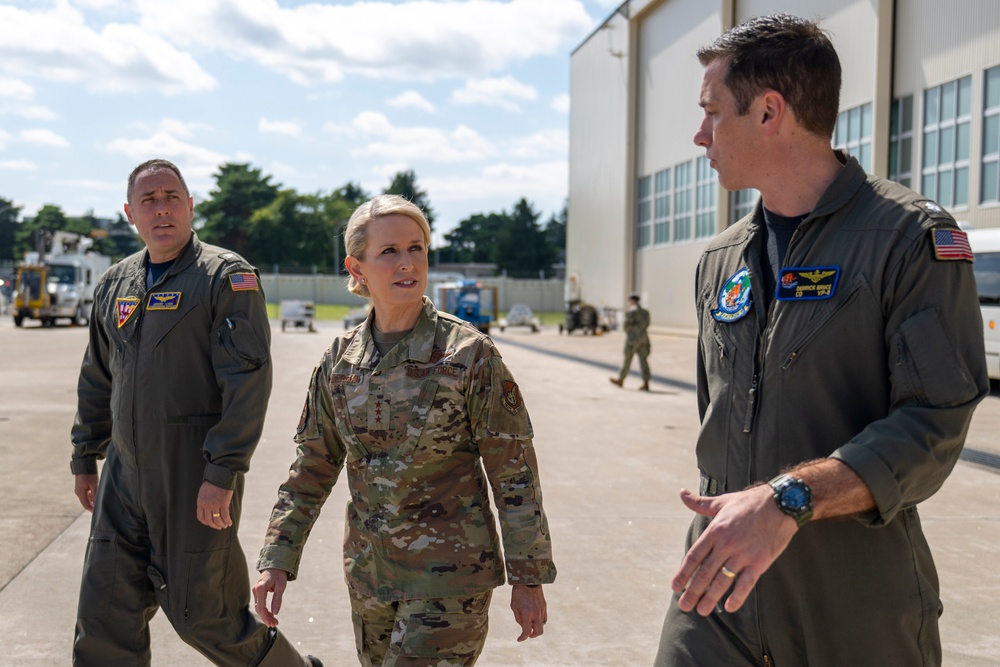 Lt. Gen. Laura Lenderman, Pacific Air Forces deputy commander, visits Naval air Facility Misawa