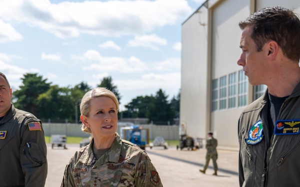 Lt. Gen. Laura Lenderman, Pacific Air Forces deputy commander, visits Naval air Facility Misawa