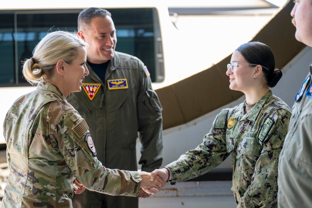 Lt. Gen. Laura Lenderman, Pacific Air Forces deputy commander, visits Naval air Facility Misawa