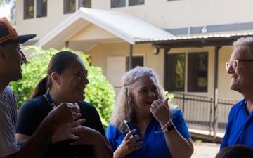 U.S. Marines with CLB-1, MRF-D 25.3 have barbeque with St. Vincent de Paul Society