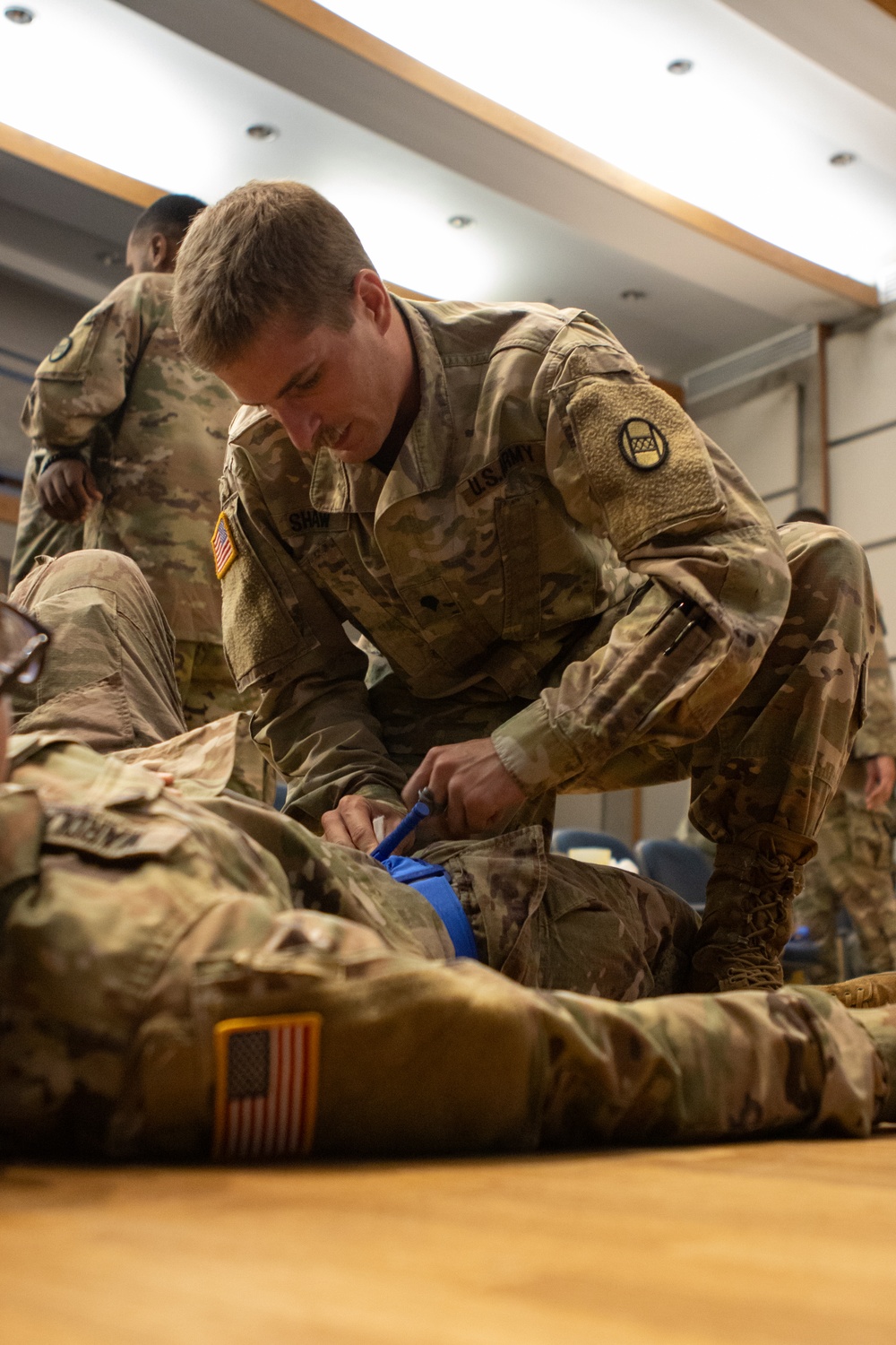 U.S. Soldiers practice skills learned during an Advanced Life Support Course