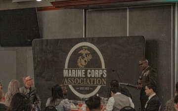 Brig. Gen. Douglas C. Sanders gives speech at MCAS Iwakuni