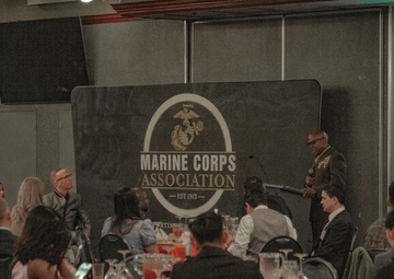 Brig. Gen. Douglas C. Sanders gives speech at MCAS Iwakuni