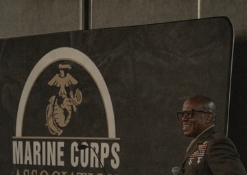 Brig. Gen. Douglas C. Sanders gives speech at MCAS Iwakuni