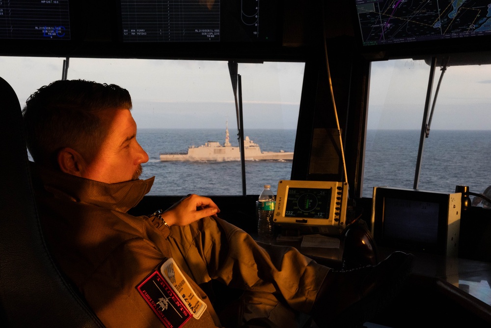 USS Gerald R. Ford (CVN 78) Operates with FS Aquitaine (D-650)