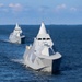 USS Bulkeley (DDG 84) conduct maneuvers alongside the HSwMS Helsingborg (K32) and HSwMS Visby (K31) during exercise Northern Coasts 2025